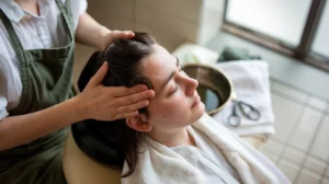 Person performing a scalp massage for Stopping Hair Loss